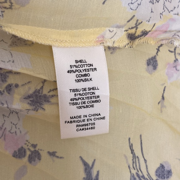 Rebecca Taylor Size: 2 Cotton/Silk Blend Sleeveless Floral Blouse. Lemon Rose. - Picture 10 of 10
